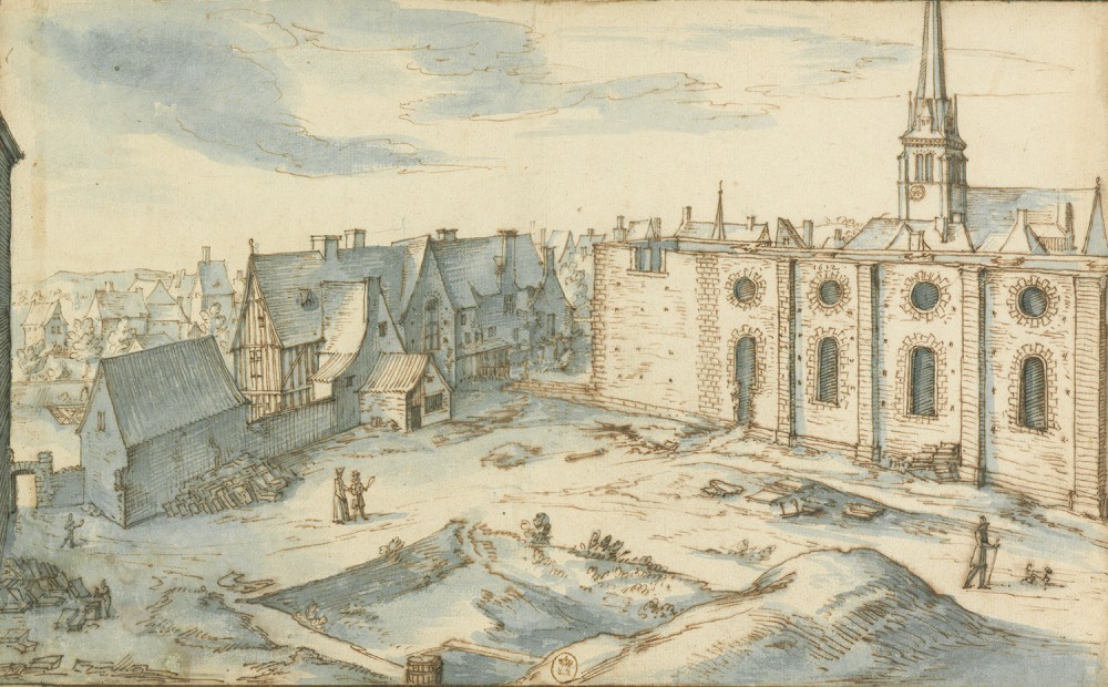 Constuction du Collège royal, dessin par Étienne Martellange