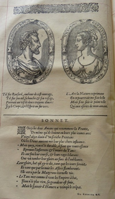  Ronsard et Cassandre, frontispice pour Les Amours (1552), gravure sur bois anonyme